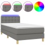 Cama box spring con colchón y LED tela gris oscuro 90x200 cm de vidaXL, Camas y somieres - Ref: Foro24-3134006, Precio: 303,2...