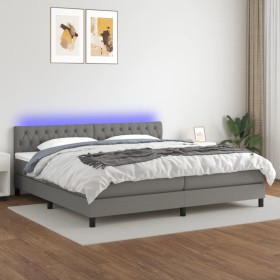 Box spring bed mattress and LED lights light gray fabric 200x200 cm by vidaXL, Beds and slatted bases - Ref: Foro24-3133422, ...