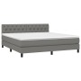 Cama box spring colchón y luces LED tela gris oscuro 160x200 cm de vidaXL, Camas y somieres - Ref: Foro24-3133406, Precio: 50...