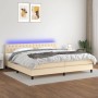 Box spring bed mattress and LED lights cream fabric 200x200 cm by vidaXL, Beds and slatted bases - Ref: Foro24-3133426, Price...