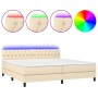 Boxspringbett-Matratze und LED-Leuchten, cremefarbener Stoff, 200 x 200 cm von vidaXL, Betten und Lattenroste - Ref: Foro24-3...