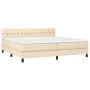 Box spring bed mattress and LED lights cream fabric 200x200 cm by vidaXL, Beds and slatted bases - Ref: Foro24-3133426, Price...