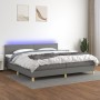 Cama box spring con colchón y LED tela gris oscuro 200x200 cm de vidaXL, Camas y somieres - Ref: Foro24-3133582, Precio: 608,...