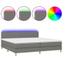 Cama box spring con colchón y LED tela gris oscuro 200x200 cm de vidaXL, Camas y somieres - Ref: Foro24-3133582, Precio: 608,...