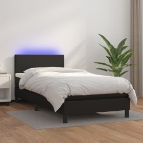 Box spring bed and LED mattress black synthetic leather 80x200 cm by vidaXL, Beds and slatted bases - Ref: Foro24-3134069, Pr...