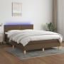 Boxspringbettmatratze LED-Leuchten dunkelbrauner Stoff 140x190 cm von vidaXL, Betten und Lattenroste - Ref: Foro24-3133632, P...