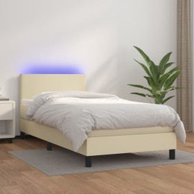 Boxspringbett und LED-Matratze cremefarbenes Kunstleder 80x200 cm von vidaXL, Betten und Lattenroste - Ref: Foro24-3134071, P...