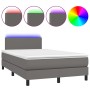 Boxspringbett mit Matratze und LED-grauem Kunstleder 120x200 cm von vidaXL, Betten und Lattenroste - Ref: Foro24-3134097, Pre...