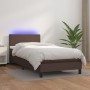 Box spring bed and LED mattress brown synthetic leather 90x200 cm by vidaXL, Beds and slatted bases - Ref: Foro24-3134084, Pr...