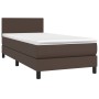 Box spring bed and LED mattress brown synthetic leather 90x200 cm by vidaXL, Beds and slatted bases - Ref: Foro24-3134084, Pr...