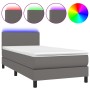 Cama box spring colchón y LED cuero sintético gris 100x200 cm de vidaXL, Camas y somieres - Ref: Foro24-3134091, Precio: 326,...