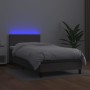 Box spring bed with mattress and LED gray synthetic leather 100x200 cm by vidaXL, Beds and slatted bases - Ref: Foro24-313409...