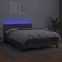 Box spring bed with mattress and LED gray synthetic leather 140x200 cm by vidaXL, Beds and slatted bases - Ref: Foro24-313410...