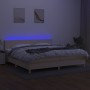 Cama box spring con colchón y LED tela crema 200x200 cm de vidaXL, Camas y somieres - Ref: Foro24-3133586, Precio: 609,99 €, ...