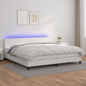 Boxspringbett mit Matratze und LED-weißem Kunstleder 200x200 cm von vidaXL, Betten und Lattenroste - Ref: Foro24-3134124, Pre...