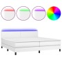 Cama box spring colchón y LED cuero sintético blanco 200x200 cm de vidaXL, Camas y somieres - Ref: Foro24-3134124, Precio: 64...