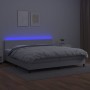 Box spring bed with mattress and LED white synthetic leather 200x200 cm by vidaXL, Beds and slatted bases - Ref: Foro24-31341...