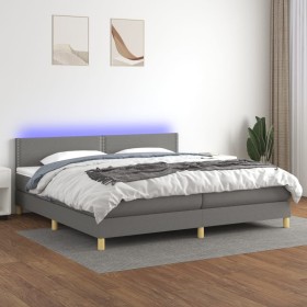 Box spring bed with mattress and LED dark gray fabric 200x200 cm by vidaXL, Beds and slatted bases - Ref: Foro24-3133662, Pri...