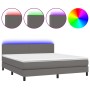 Cama box spring colchón y LED cuero sintético gris 180x200 cm de vidaXL, Camas y somieres - Ref: Foro24-3134121, Precio: 568,...