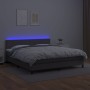 Box spring bed with mattress and LED gray synthetic leather 180x200 cm by vidaXL, Beds and slatted bases - Ref: Foro24-313412...