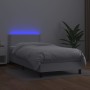 Box spring bed and LED mattress white synthetic leather 90x190 cm by vidaXL, Beds and slatted bases - Ref: Foro24-3134136, Pr...