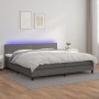 Box spring bed with mattress and LED gray synthetic leather 200x200 cm by vidaXL, Beds and slatted bases - Ref: Foro24-313412...