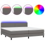 Boxspringbett mit Matratze und LED-grauem Kunstleder 200x200 cm von vidaXL, Betten und Lattenroste - Ref: Foro24-3134127, Pre...