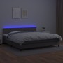 Box spring bed with mattress and LED gray synthetic leather 200x200 cm by vidaXL, Beds and slatted bases - Ref: Foro24-313412...