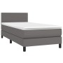 Box spring bed and LED mattress gray synthetic leather 90x190 cm by vidaXL, Beds and slatted bases - Ref: Foro24-3134139, Pri...