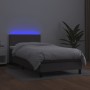 Box spring bed and LED mattress gray synthetic leather 90x190 cm by vidaXL, Beds and slatted bases - Ref: Foro24-3134139, Pri...