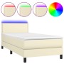 Boxspringbett und LED-Matratze cremefarbenes Kunstleder 90x200 cm von vidaXL, Betten und Lattenroste - Ref: Foro24-3134143, P...