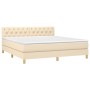 Cama box spring con colchón y LED tela crema 160x200 cm de vidaXL, Camas y somieres - Ref: Foro24-3133970, Precio: 525,14 €, ...