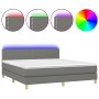 Cama box spring con colchón y LED tela gris oscuro 160x200 cm de vidaXL, Camas y somieres - Ref: Foro24-3133646, Precio: 481,...