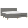 Cama box spring con colchón y LED tela gris oscuro 160x200 cm de vidaXL, Camas y somieres - Ref: Foro24-3133646, Precio: 481,...