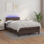 Cama box spring colchón y LED cuero sintético marrón 120x200 cm de vidaXL, Camas y somieres - Ref: Foro24-3134156, Precio: 40...