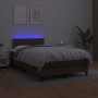 Box spring bed with mattress and LED brown synthetic leather 120x200 cm by vidaXL, Beds and slatted bases - Ref: Foro24-31341...