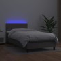 Box spring bed and LED mattress gray synthetic leather 90x200 cm by vidaXL, Beds and slatted bases - Ref: Foro24-3134145, Pri...