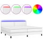 Cama box spring colchón y LED cuero sintético blanco 200x200 cm de vidaXL, Camas y somieres - Ref: Foro24-3134184, Precio: 60...