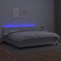 Cama box spring colchón y LED cuero sintético blanco 200x200 cm de vidaXL, Camas y somieres - Ref: Foro24-3134184, Precio: 60...