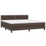 Cama box spring colchón y LED cuero sintético marrón 200x200 cm de vidaXL, Camas y somieres - Ref: Foro24-3134186, Precio: 60...