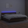 Cama box spring colchón y LED cuero sintético marrón 200x200 cm de vidaXL, Camas y somieres - Ref: Foro24-3134186, Precio: 60...