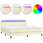 Boxspringbett mit Matratze und LED-Creme-Kunstleder 200x200 cm von vidaXL, Betten und Lattenroste - Ref: Foro24-3134185, Prei...