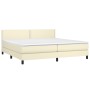 Cama box spring colchón y LED cuero sintético crema 200x200 cm de vidaXL, Camas y somieres - Ref: Foro24-3134185, Precio: 576...