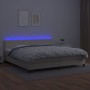 Box spring bed with mattress and LED cream synthetic leather 200x200 cm by vidaXL, Beds and slatted bases - Ref: Foro24-31341...