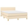 Cama box spring con colchón y LED tela crema 140x200 cm de vidaXL, Camas y somieres - Ref: Foro24-3133562, Precio: 419,54 €, ...