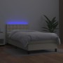 Box spring bed and LED mattress cream synthetic leather 90x200 cm by vidaXL, Beds and slatted bases - Ref: Foro24-3134203, Pr...