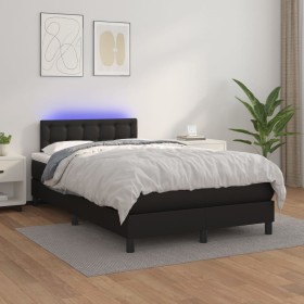 Cama box spring colchón y LED cuero sintético negro 120x200 cm de vidaXL, Camas y somieres - Ref: Foro24-3134213, Precio: 408...