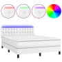 Cama box spring colchón y LED cuero sintético blanco 140x200 cm de vidaXL, Camas y somieres - Ref: Foro24-3134226, Precio: 44...