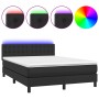 Boxspringbett mit Matratze und LED schwarzem Kunstleder 140x190 cm von vidaXL, Betten und Lattenroste - Ref: Foro24-3134219, ...