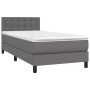 Box spring bed and LED mattress gray synthetic leather 90x200 cm by vidaXL, Beds and slatted bases - Ref: Foro24-3134205, Pri...